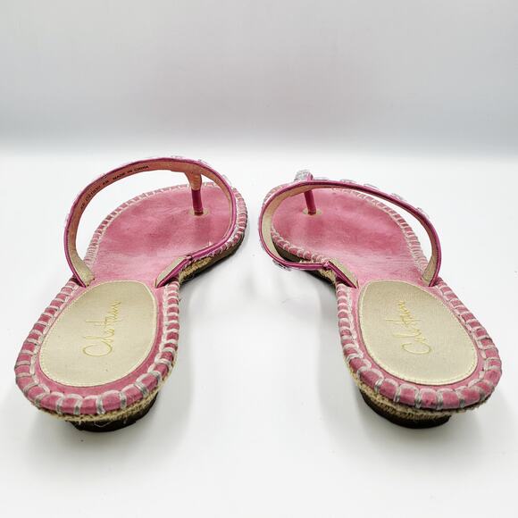Cole Haan Kalla Pink Suede Rhinestone Embellished Heeled Thong Sandals Women's 8 - Picture 5 of 8